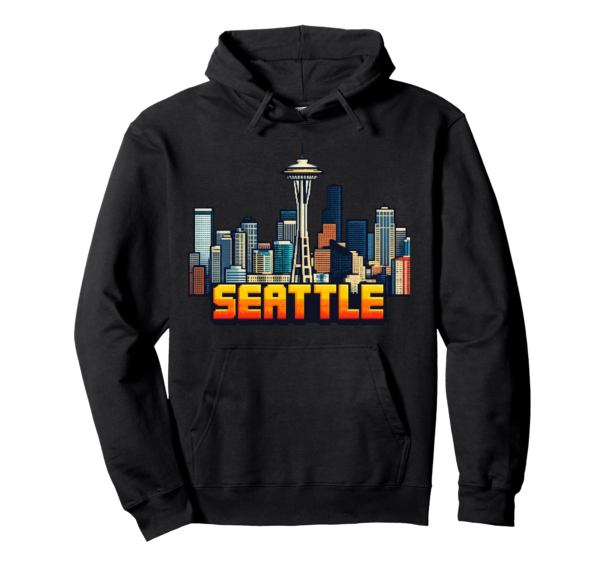 Seattle 8 Bit Video Arcade Gamer Hoodie - Fun Novelty Design Men Women - T-Shirt, Sweatshirt, Hoodie