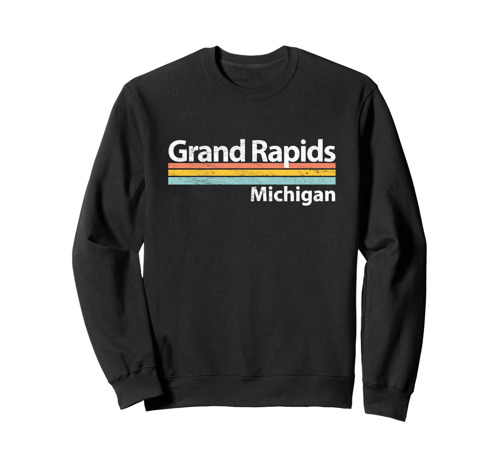 Grand Rapids Michigan Worn Stripes Sweatshirt - Graphic Print Unisex - T-Shirt, Sweatshirt, Hoodie