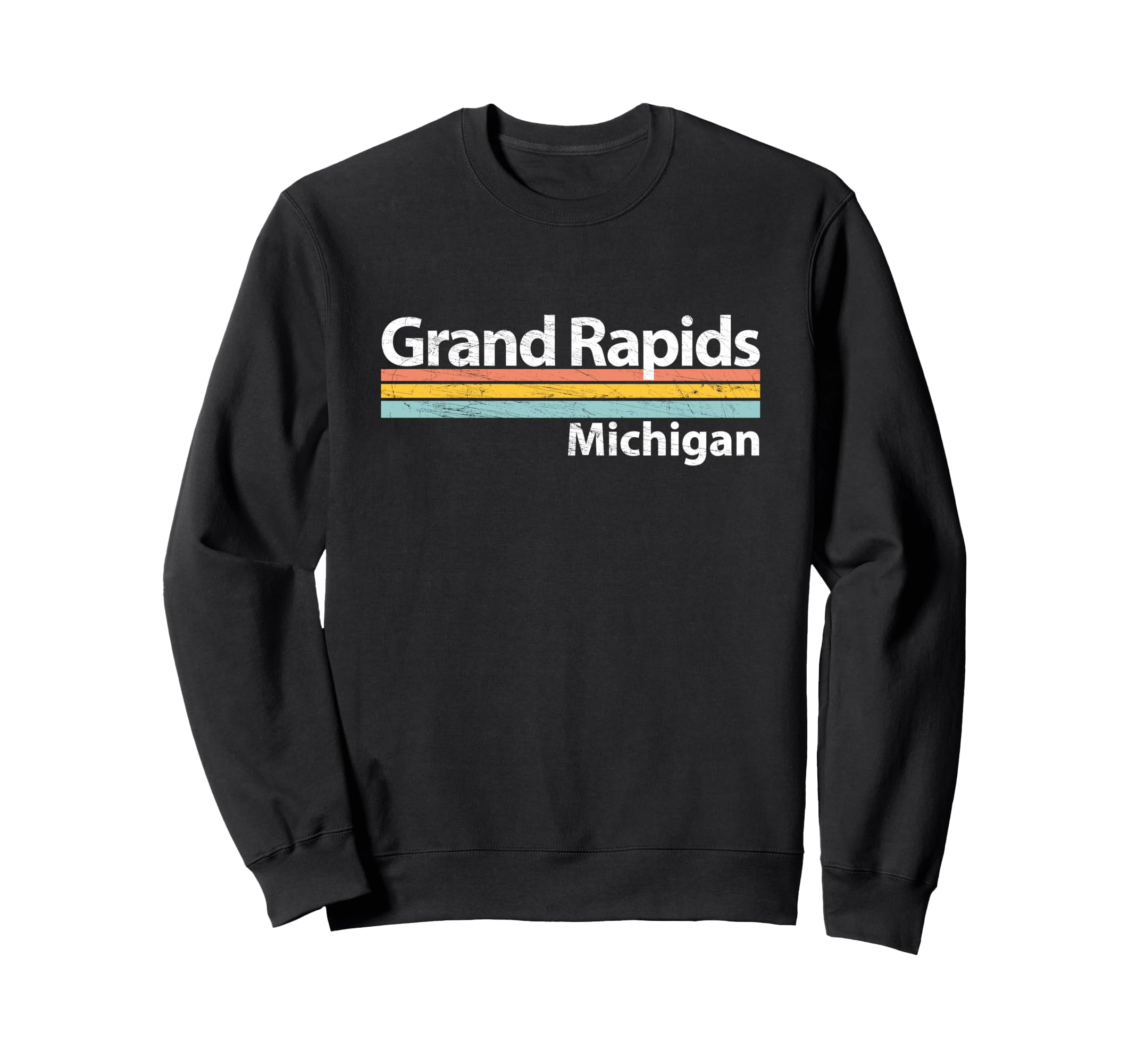 Grand Rapids Michigan Worn Stripes Sweatshirt - Graphic Print Unisex - T-Shirt, Sweatshirt, Hoodie
