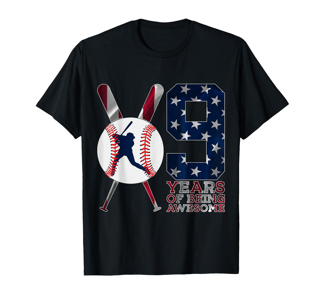 9 Years Being Awesome Baseball 9Th T-Shirt - Aesthetic Graphic for Adults - T-Shirt, Sweatshirt, Hoodie