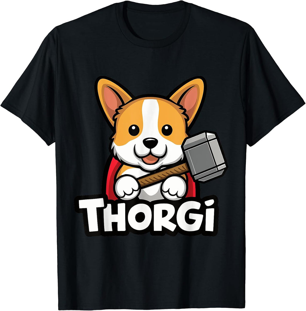 Thorgi Welsh Corgi Superhero Pun Gag - Adult & Kids T-Shirts, Sweatshirts & Hoodies apparel design preview 1