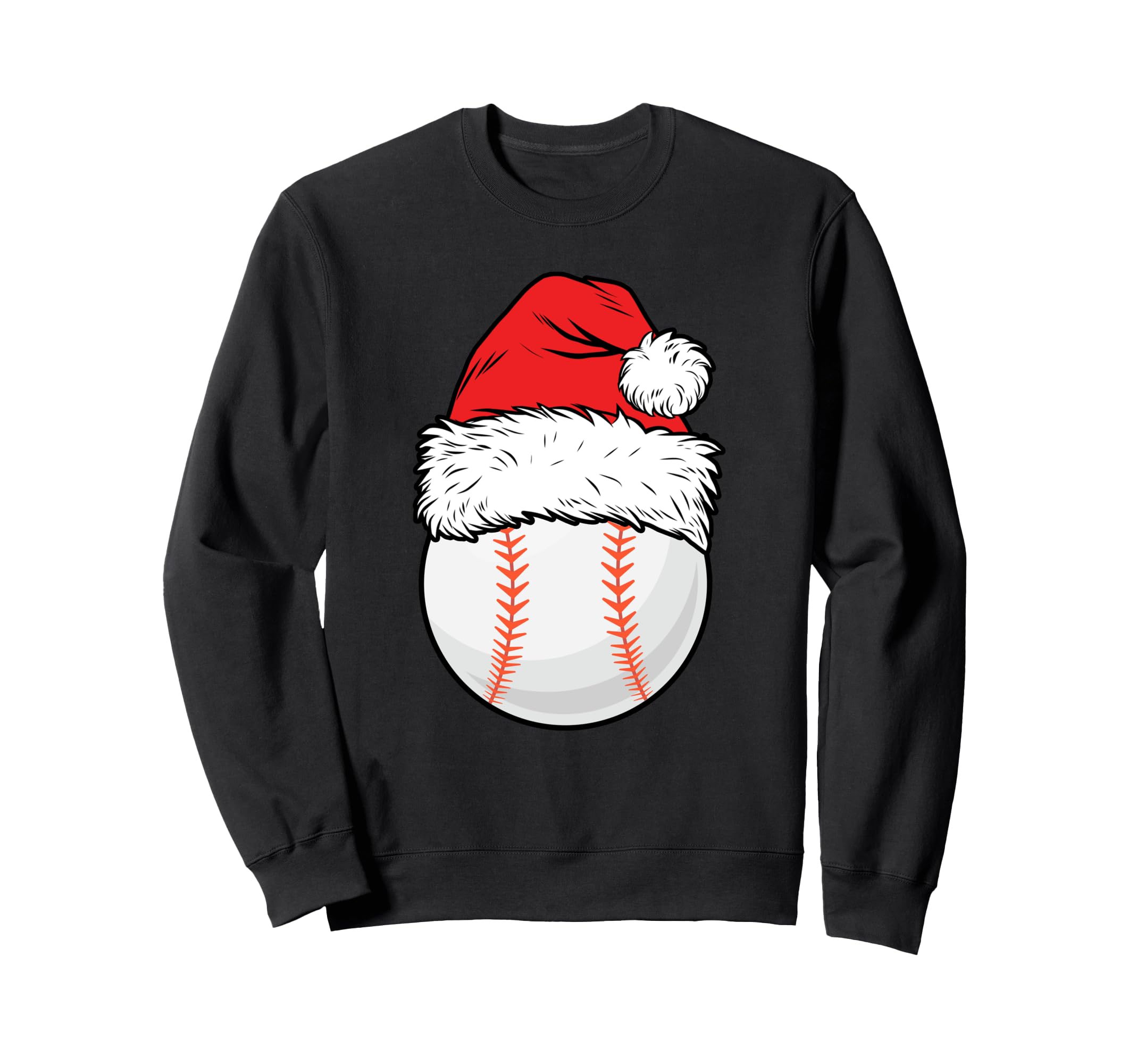 Baseball Ball Santa Hat Matching Family Sweatshirt - Novelty Apparel Unisex - T-Shirt, Sweatshirt, Hoodie