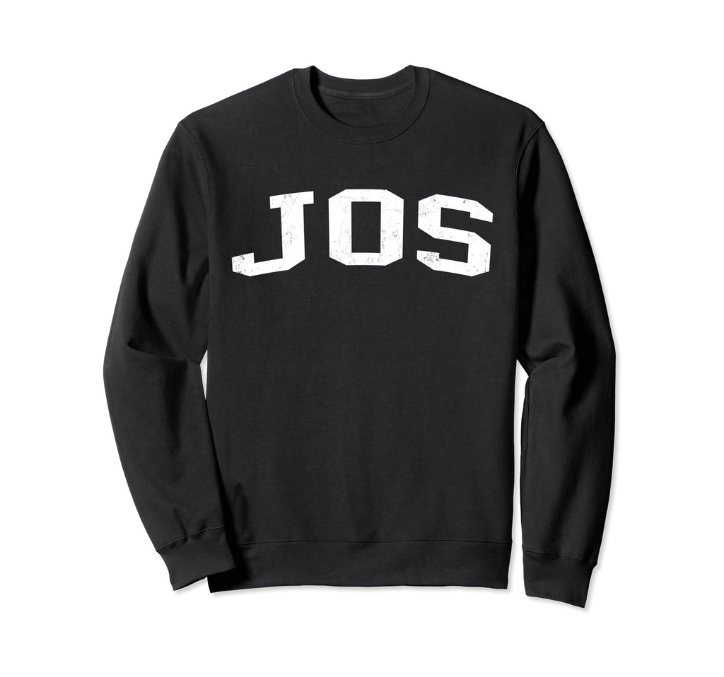Jos Nigeria Distressed White Varsity Sweatshirt - Trendy Graphic for Adults - T-Shirt, Sweatshirt, Hoodie