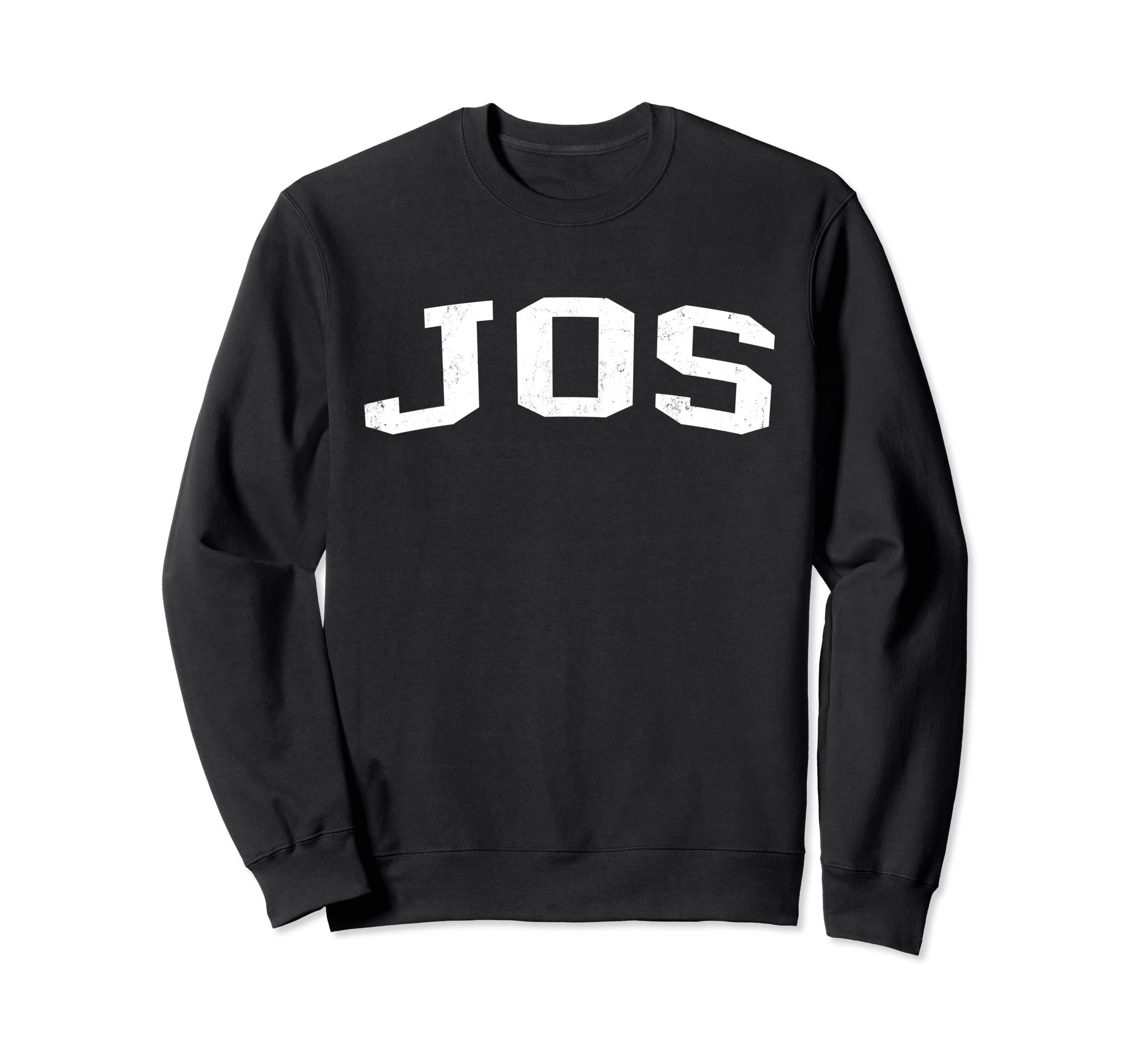 Jos Nigeria Distressed White Varsity Sweatshirt - Trendy Graphic for Adults - T-Shirt, Sweatshirt, Hoodie