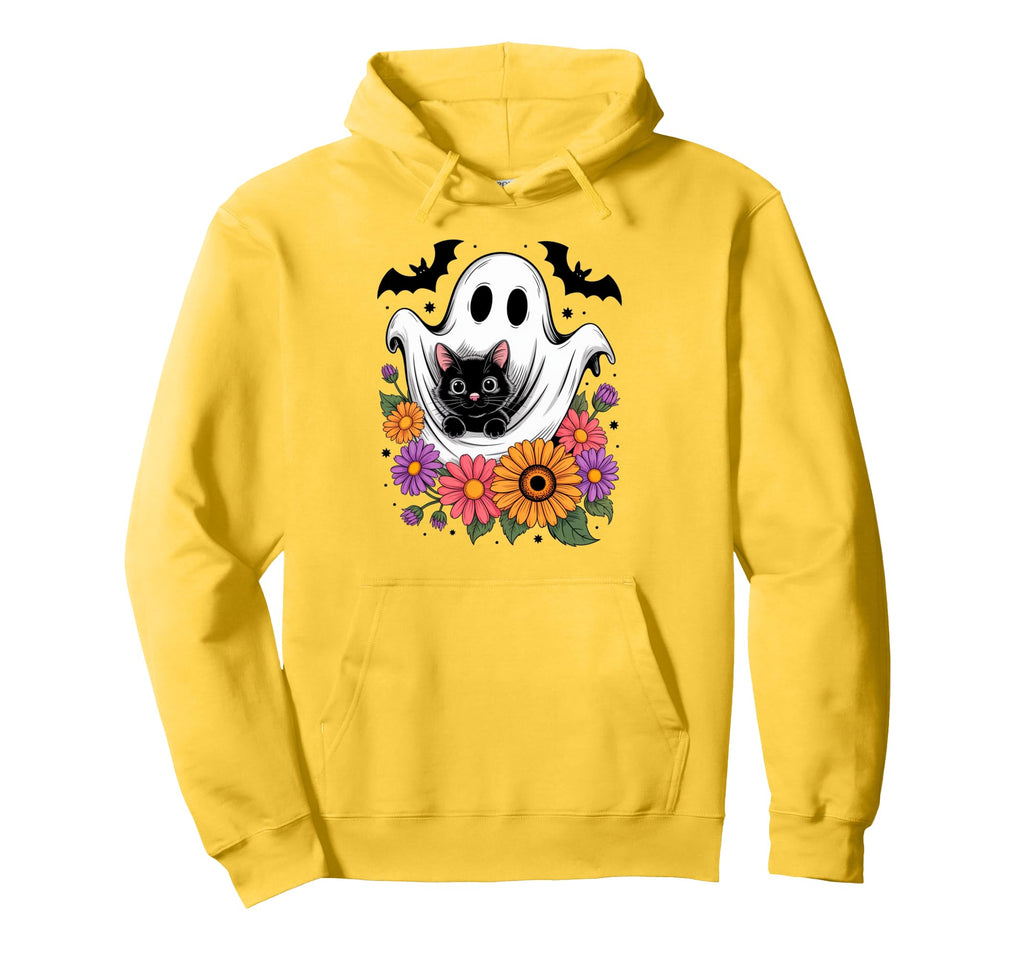 Boo Halloween Spooky Ghost Funny Black Cat Hoodie - Graphic Print Unisex - T-Shirt, Sweatshirt, Hoodie