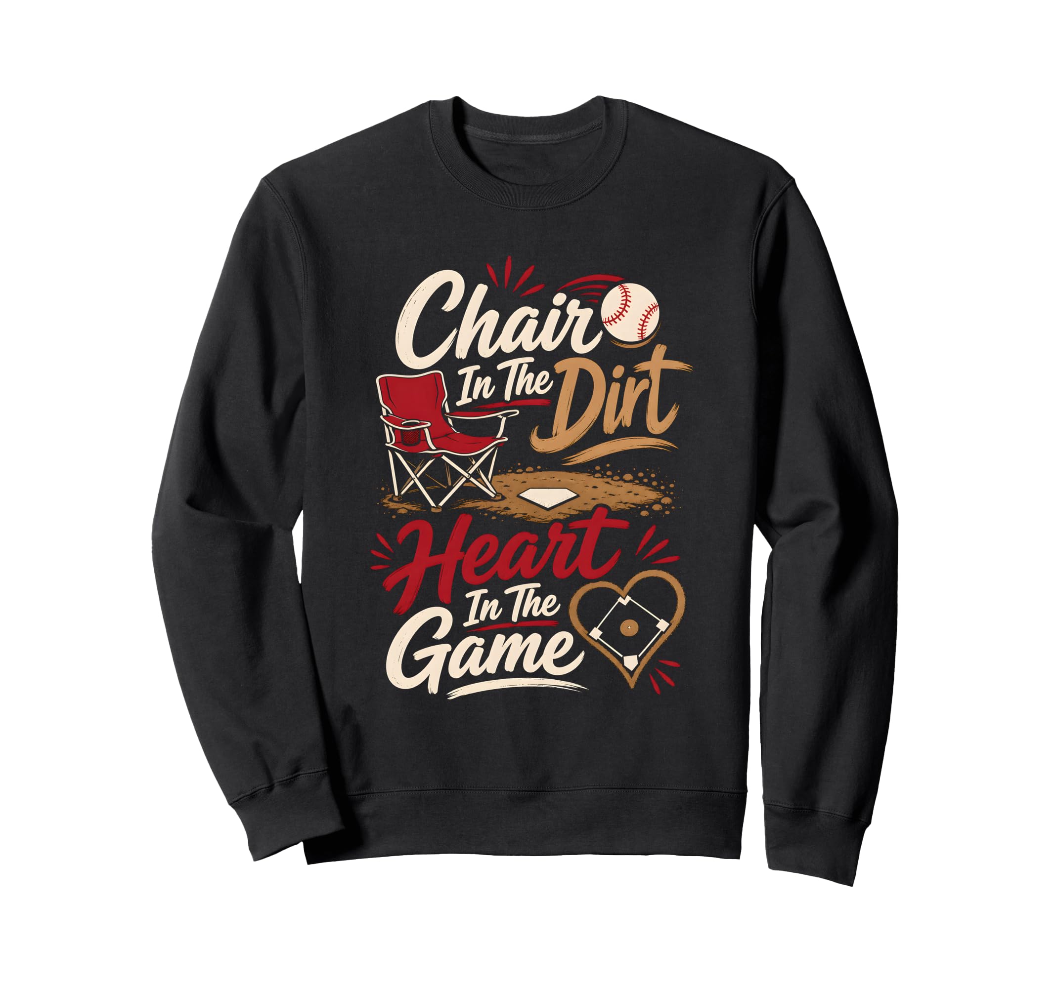Baseball Mom Heart Game Sweatshirt - Fun Novelty Design Men Women - T-Shirt, Sweatshirt, Hoodie