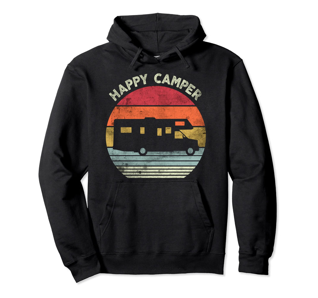 Happy Camper Rv Camping Distressed Gift Hoodie - Custom Art Print Unisex - T-Shirt, Sweatshirt, Hoodie