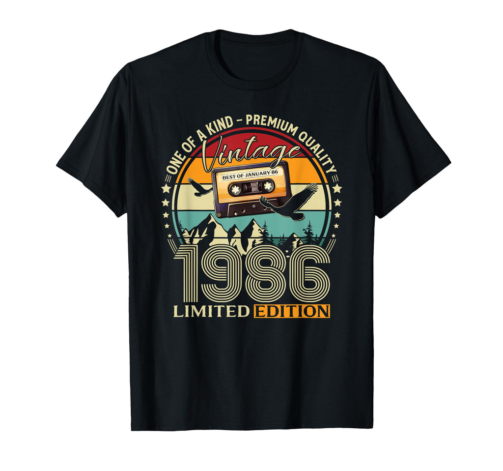40Th Birthday Gift January 1986 Cassette T-Shirt - Graphic Print Unisex - T-Shirt, Sweatshirt, Hoodie
