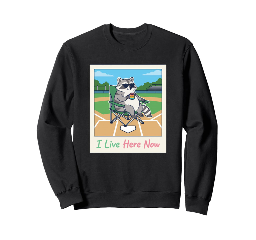 I Live Here Now Baseball Mom Dad Sweatshirt - Graphic Print Unisex - T-Shirt, Sweatshirt, Hoodie