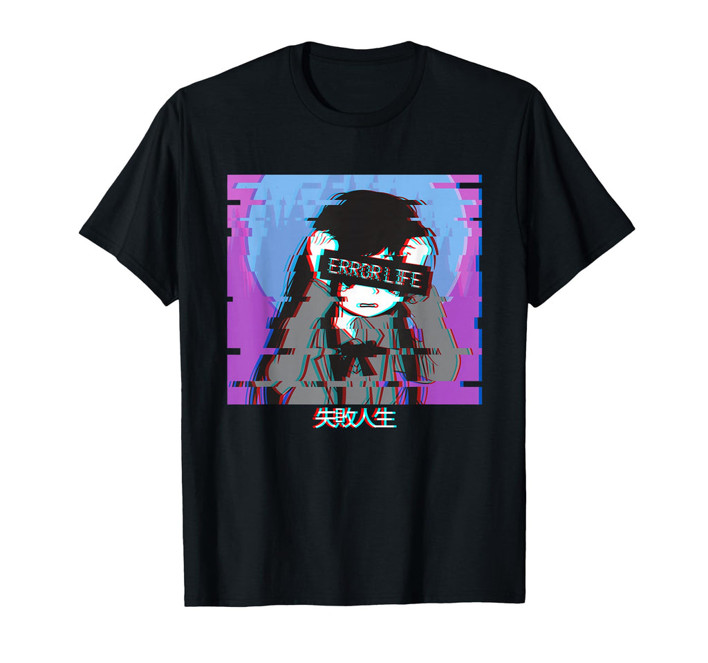 Error Life Sad Anime Japanese Vaporwave T-Shirt - Unique Graphic Unisex - T-Shirt, Sweatshirt, Hoodie