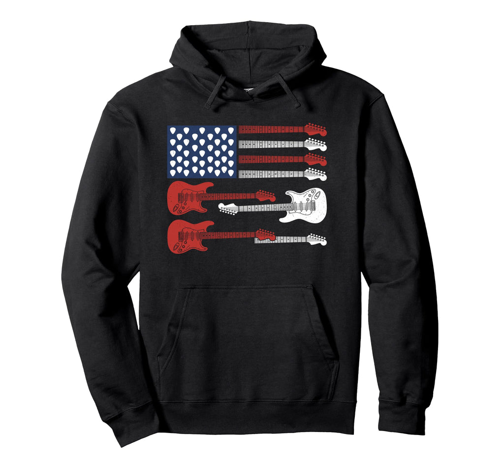 Musician Guitar Flag American Rock And Hoodie - Minimalist Print Men Women - T-Shirt, Sweatshirt, Hoodie