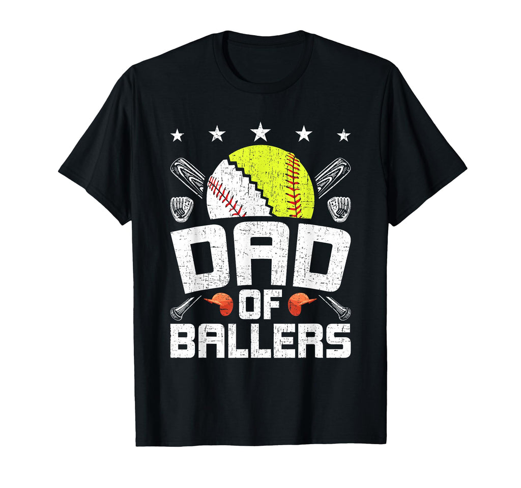 Dad Ballers Baseball Lover Papa T-Shirt - Custom Art Print Unisex - T-Shirt, Sweatshirt, Hoodie