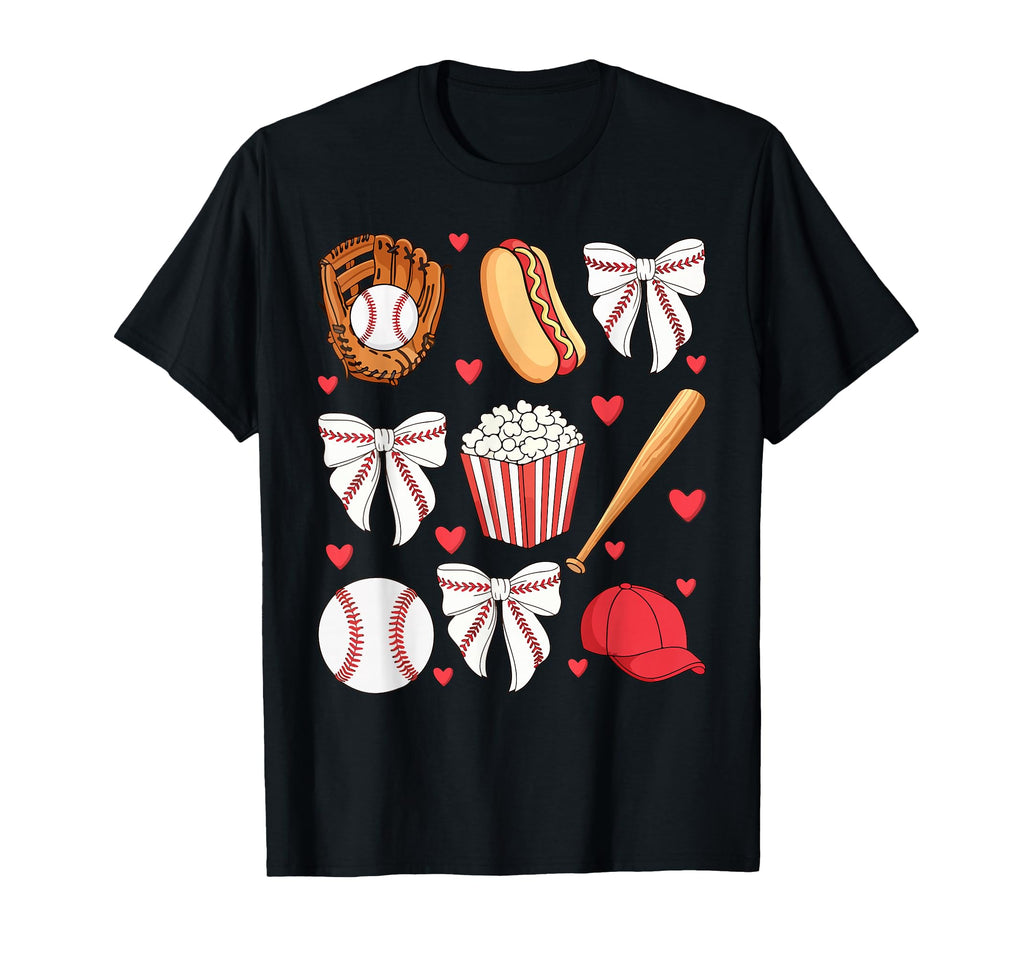Baseball Bow Baseball Mom Mama T-Shirt - Minimalist Print for Adults - T-Shirt, Sweatshirt, Hoodie