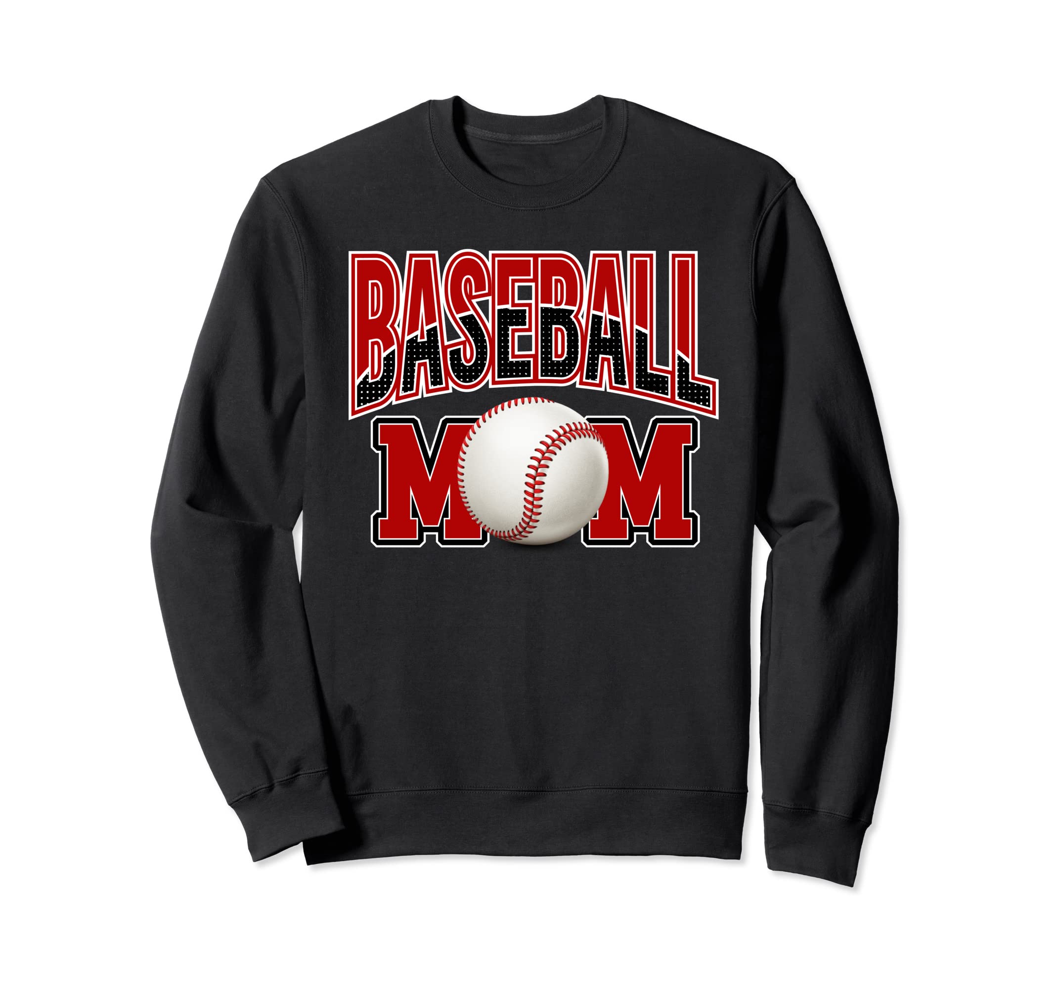 Baseball Mom Sports Red Black Sweatshirt - Graphic Print Men Women - T-Shirt, Sweatshirt, Hoodie