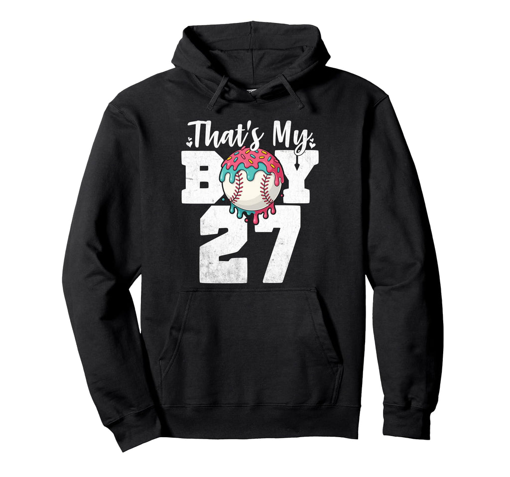 Thats My Baseball 27 Number Mom Dad Hoodie - Fun Novelty Design for Adults - T-Shirt, Sweatshirt, Hoodie