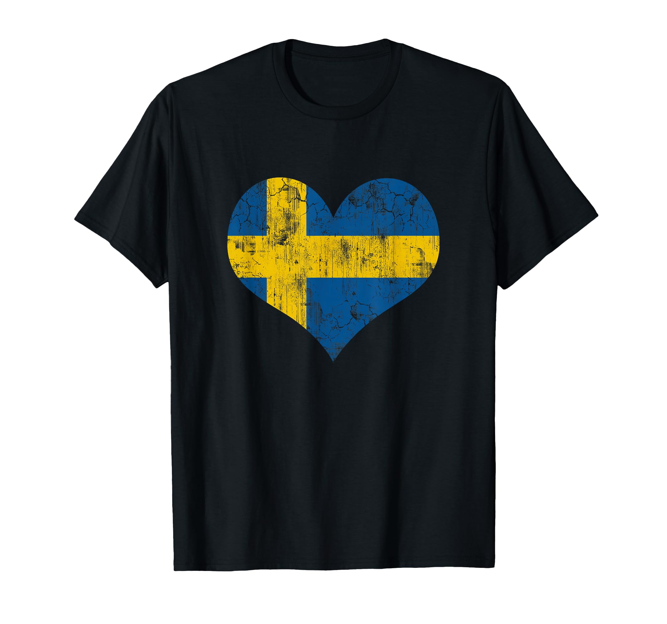 Sweden Flag Heart Distressed Swedish Pride T-Shirt - Unique Graphic Unisex - T-Shirt, Sweatshirt, Hoodie