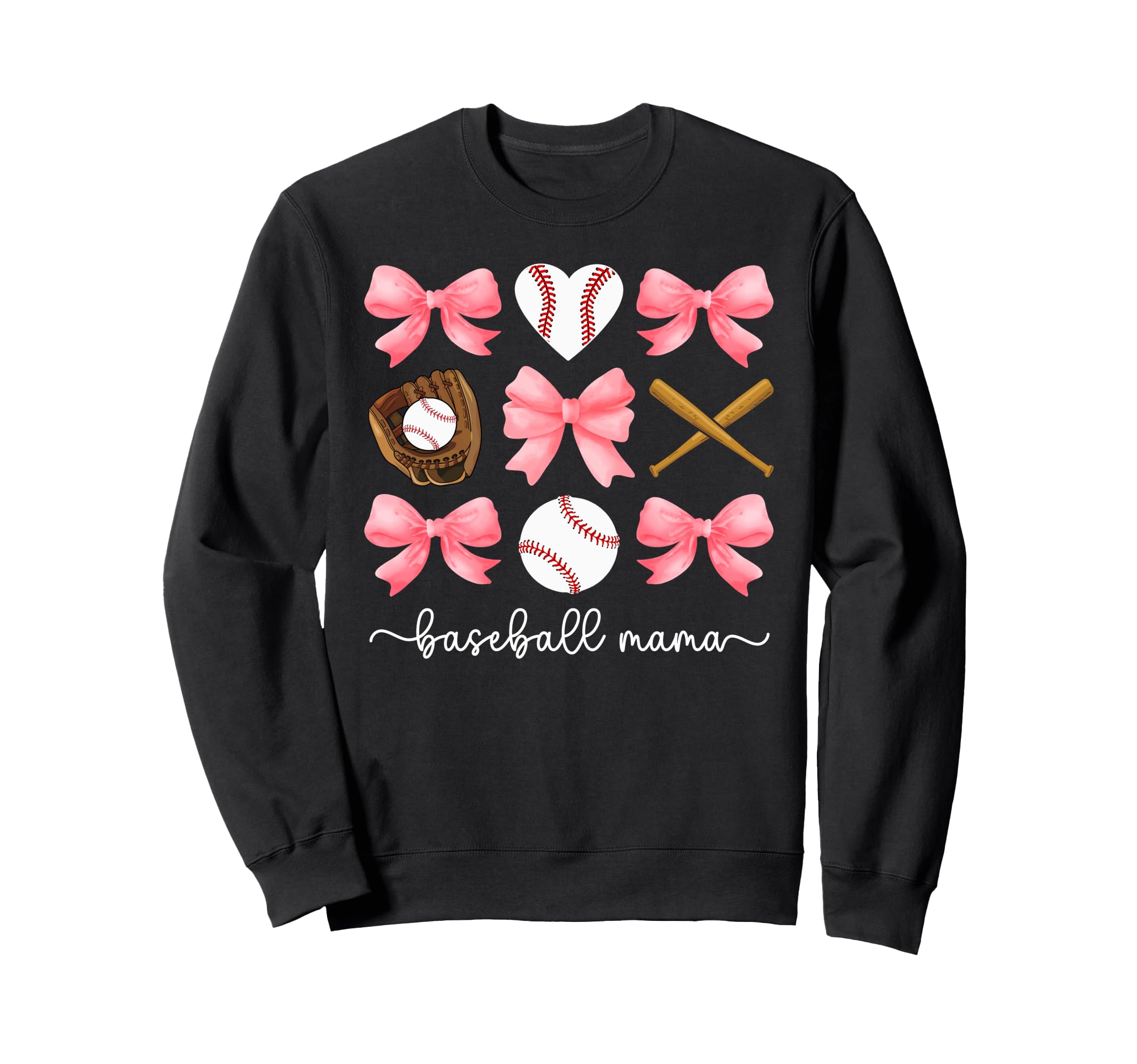 Baseball Mama Bow Baseball Mom Sweatshirt - Aesthetic Graphic Men Women - T-Shirt, Sweatshirt, Hoodie