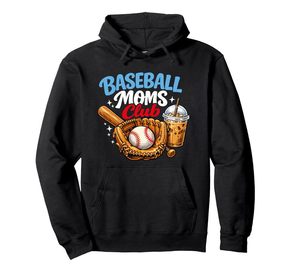 Funny Baseball Moms Club Art Softball Hoodie - Novelty Apparel for Adults - T-Shirt, Sweatshirt, Hoodie