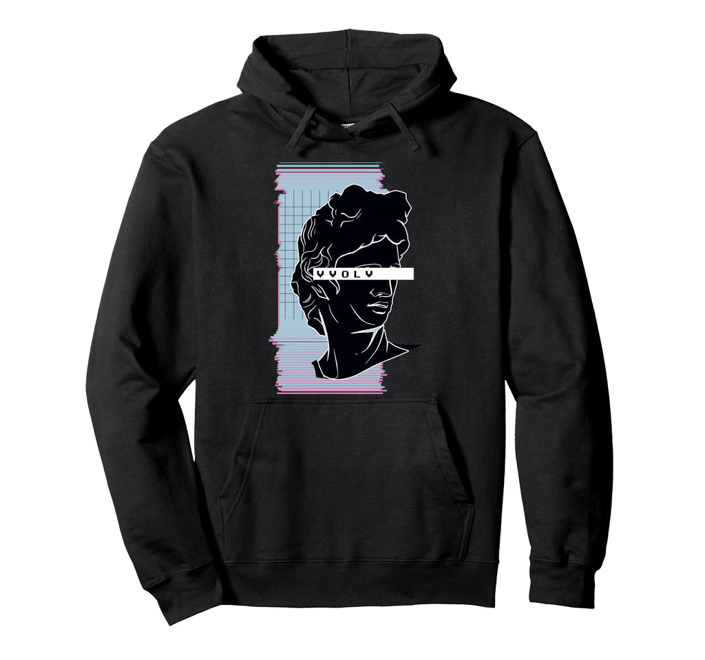 Vaporwave Retrowave Vvolv Roman Glitch Hoodie - Minimalist Print Men Women - T-Shirt, Sweatshirt, Hoodie