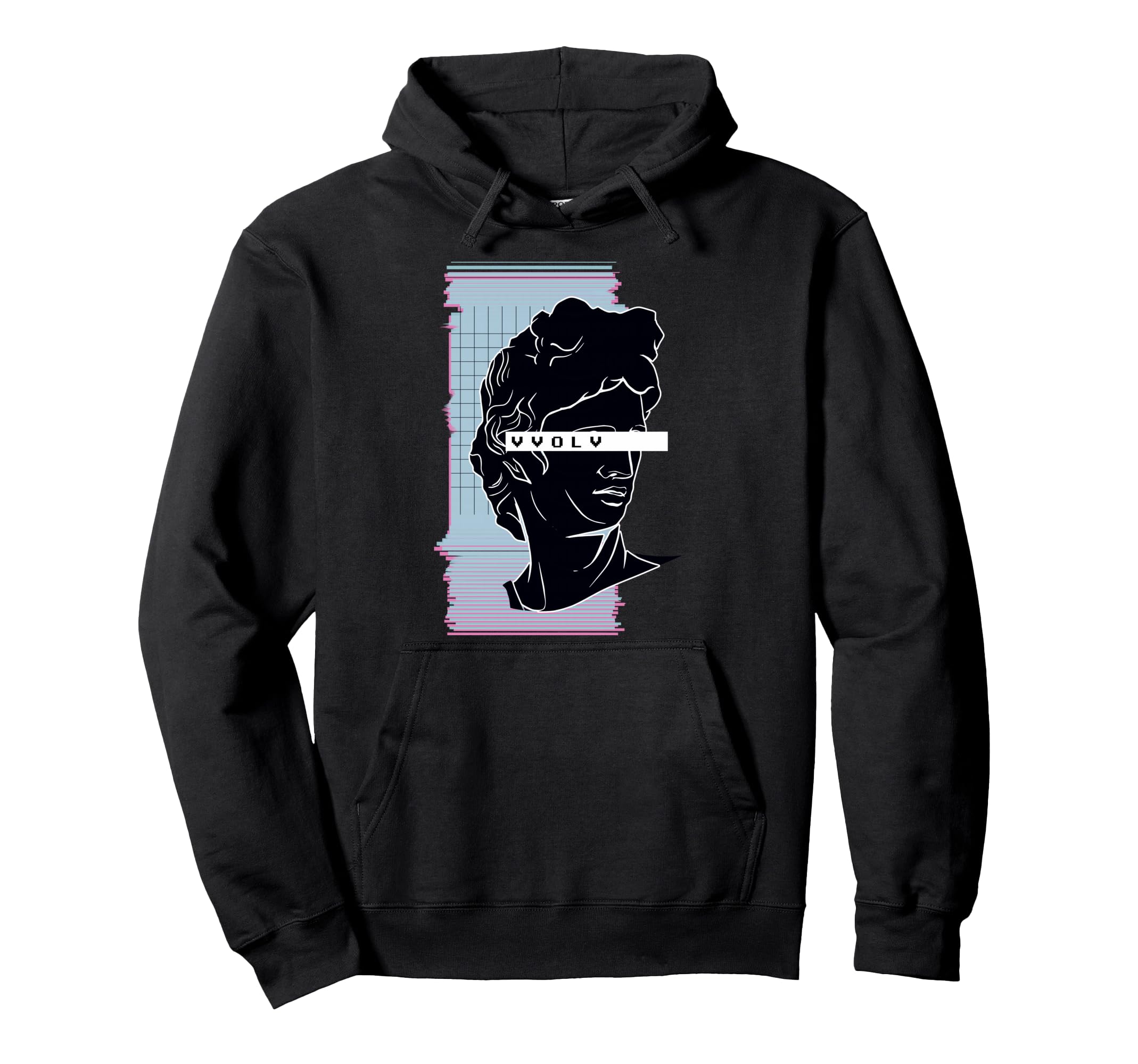Vaporwave Retrowave Vvolv Roman Glitch Hoodie - Minimalist Print Men Women - T-Shirt, Sweatshirt, Hoodie