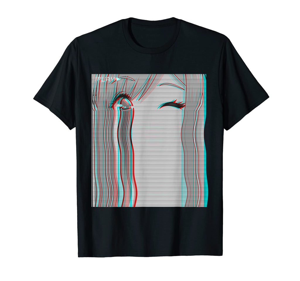 Sad Anime Eboy Egirl Vaporwave T-Shirt - Custom Art Print for Adults - T-Shirt, Sweatshirt, Hoodie