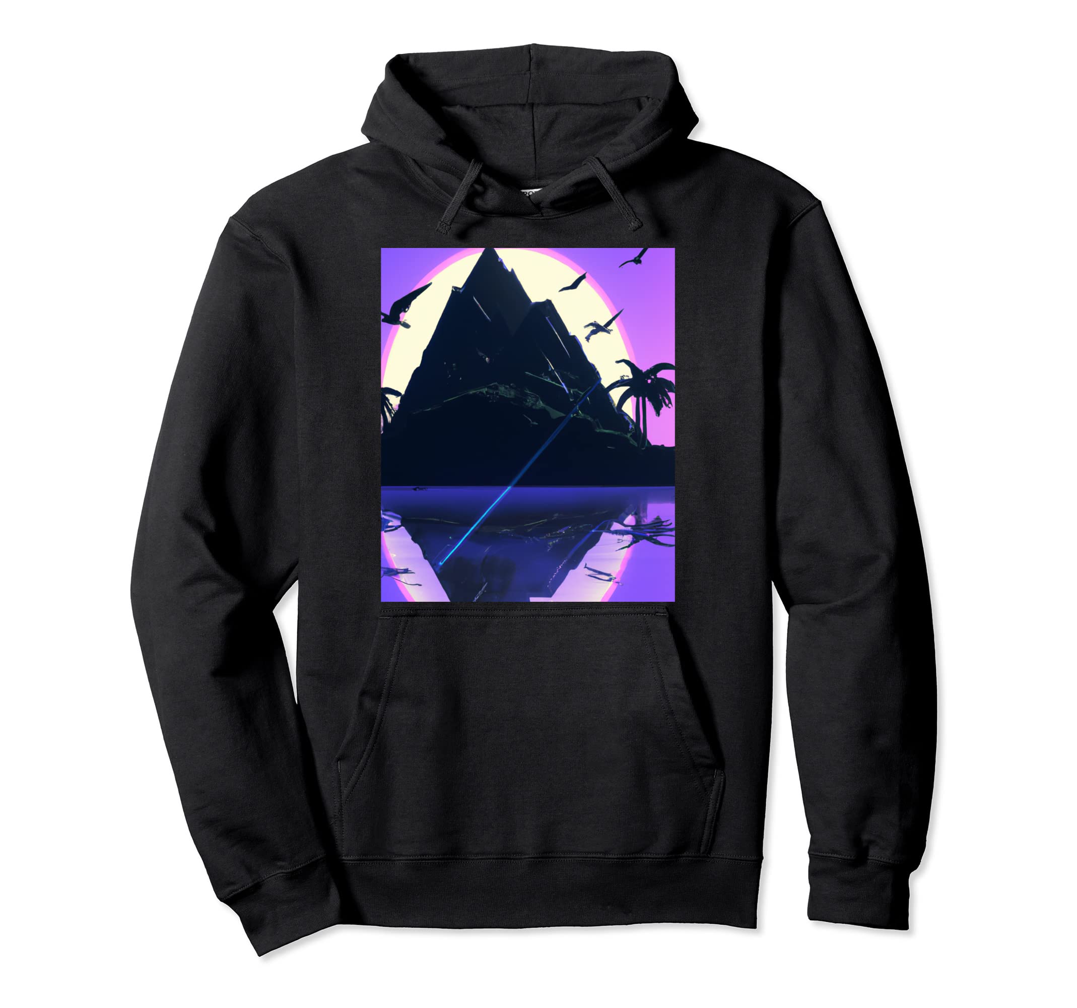 Vaporwave Aesthetic Mysterious Island Hoodie - Custom Art Print Men Women - T-Shirt, Sweatshirt, Hoodie