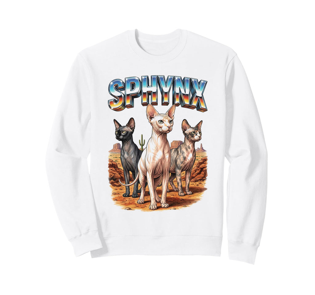 Sphynx Cat 70S 90S Sphynx Cat Sweatshirt - Trendy Graphic for Adults - T-Shirt, Sweatshirt, Hoodie