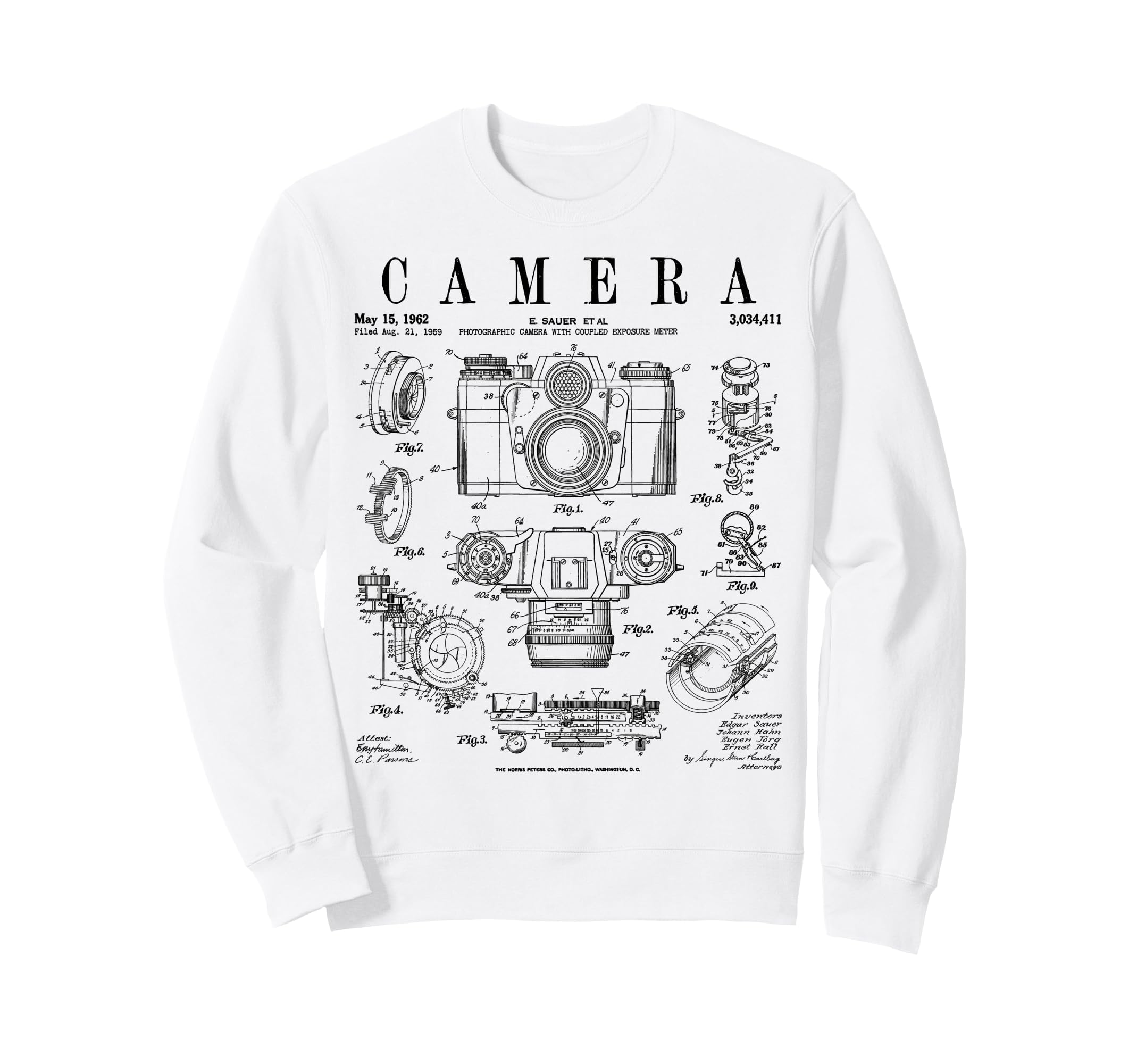 Photography Camera Patent Drawing Sweatshirt - Unique Graphic Men Women - T-Shirt, Sweatshirt, Hoodie