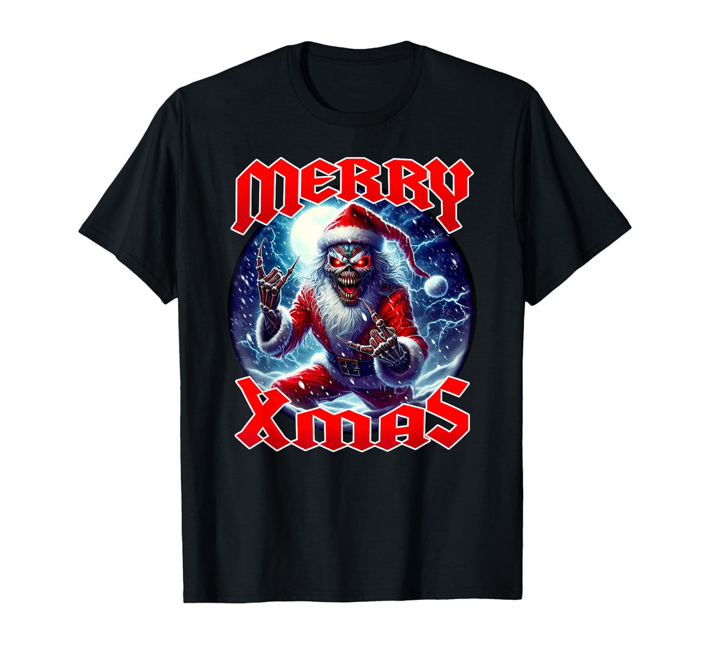 Merry Heavy Metal Band Death Metal Santa T-Shirt - Minimalist Print Unisex - T-Shirt, Sweatshirt, Hoodie