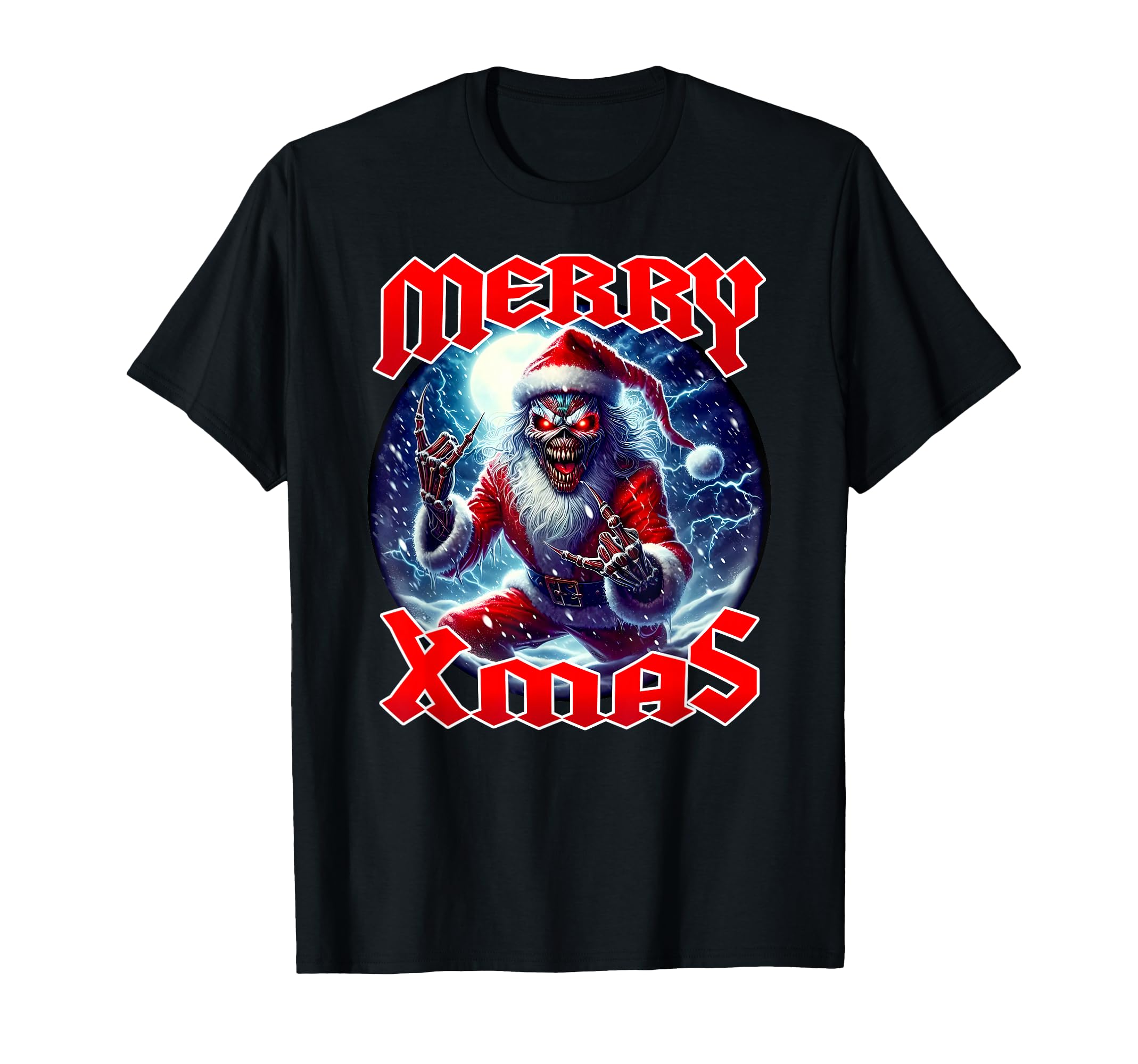 Merry Heavy Metal Band Death Metal Santa T-Shirt - Minimalist Print Unisex - T-Shirt, Sweatshirt, Hoodie