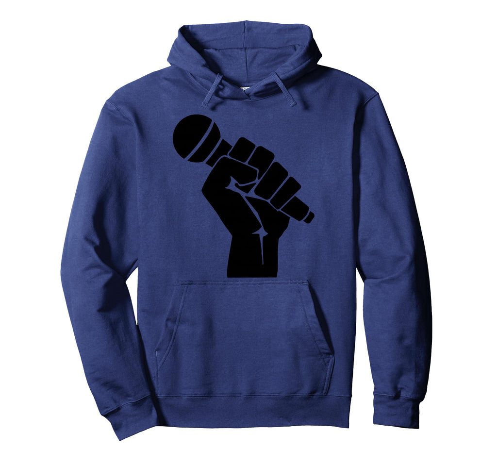 Mic Raise Old School Hip Hop Microphone Hoodie - Minimalist Print Men Women - T-Shirt, Sweatshirt, Hoodie