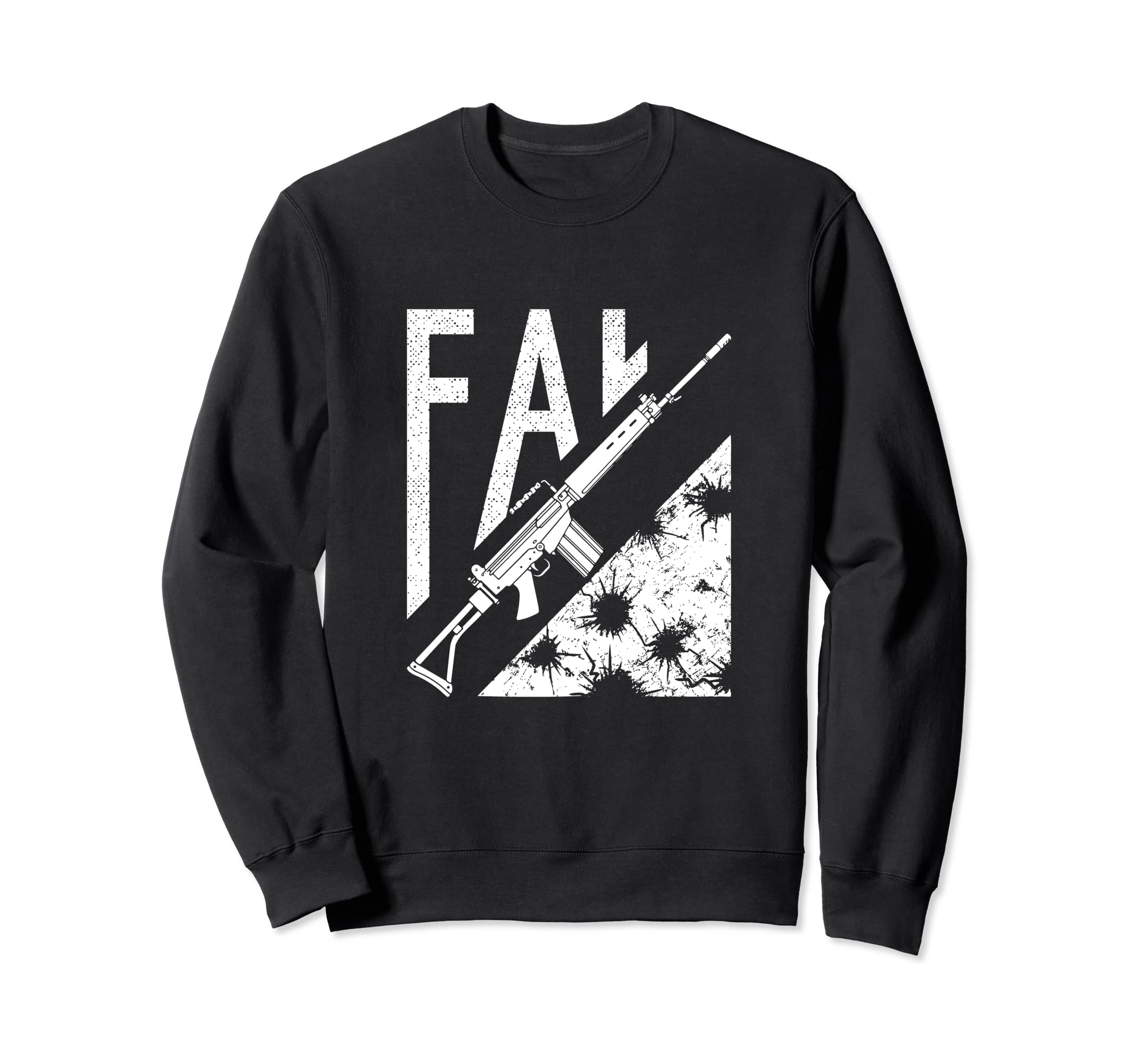 Fal Distressed Military Rifle Sweatshirt - Novelty Apparel Unisex - T-Shirt, Sweatshirt, Hoodie