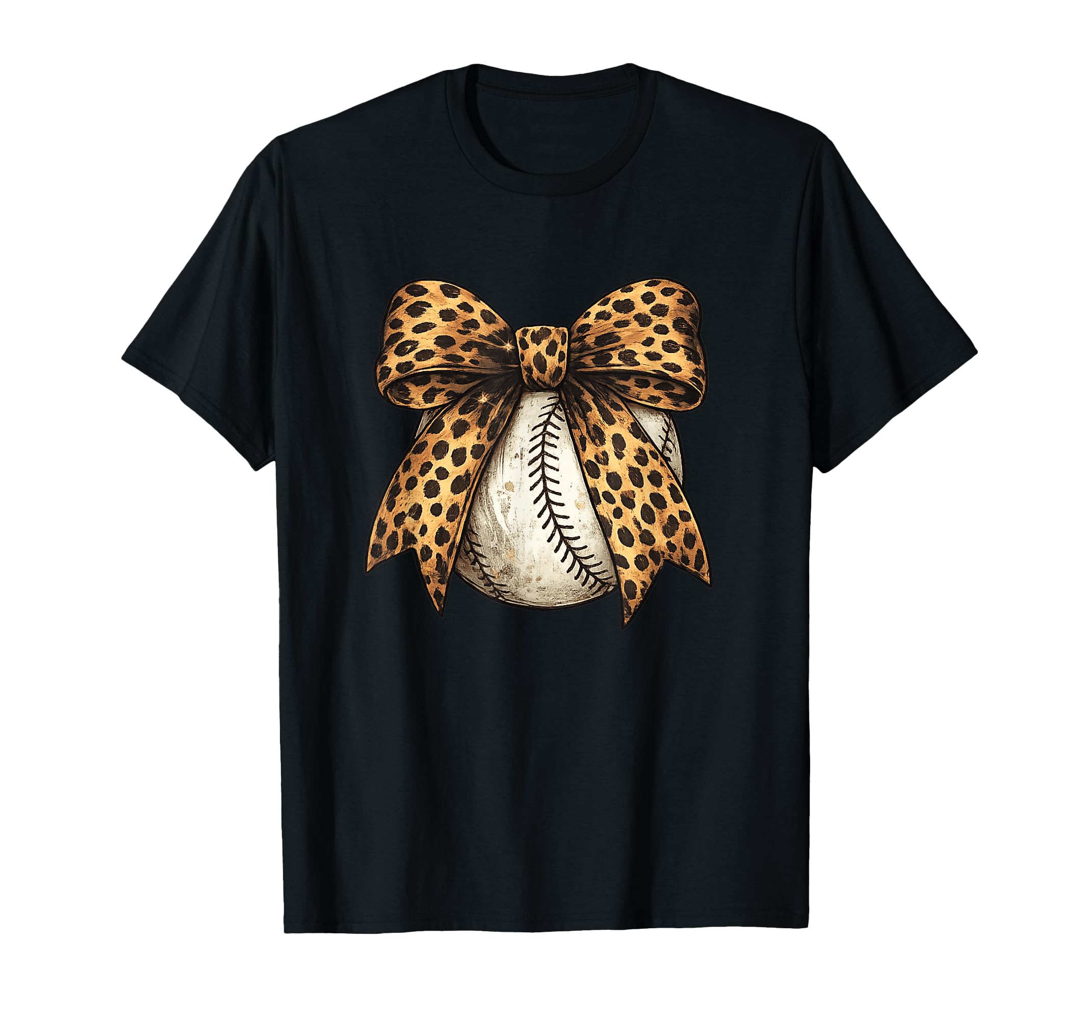 Leopard Baseball Bow Baseball Mom Game T-Shirt - Graphic Print Men Women - T-Shirt, Sweatshirt, Hoodie