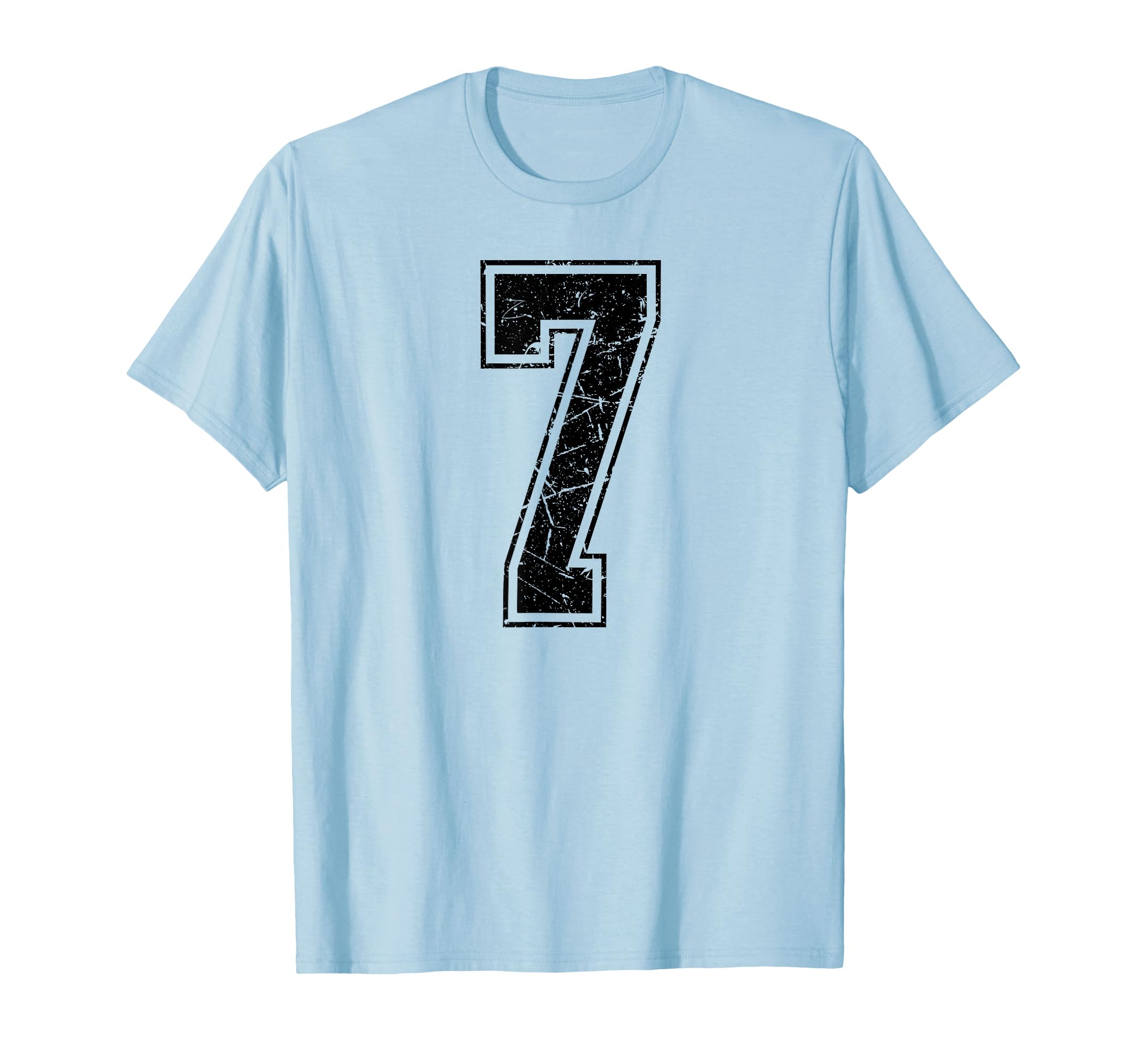 Number 7 Distressed Grunge Jersey Team T-Shirt - Minimalist Print Unisex - T-Shirt, Sweatshirt, Hoodie