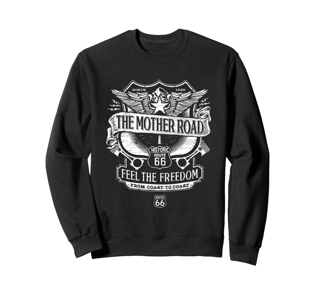 Route 66 Mother Road Crest Sweatshirt - Streetwear Style Unisex - T-Shirt, Sweatshirt, Hoodie