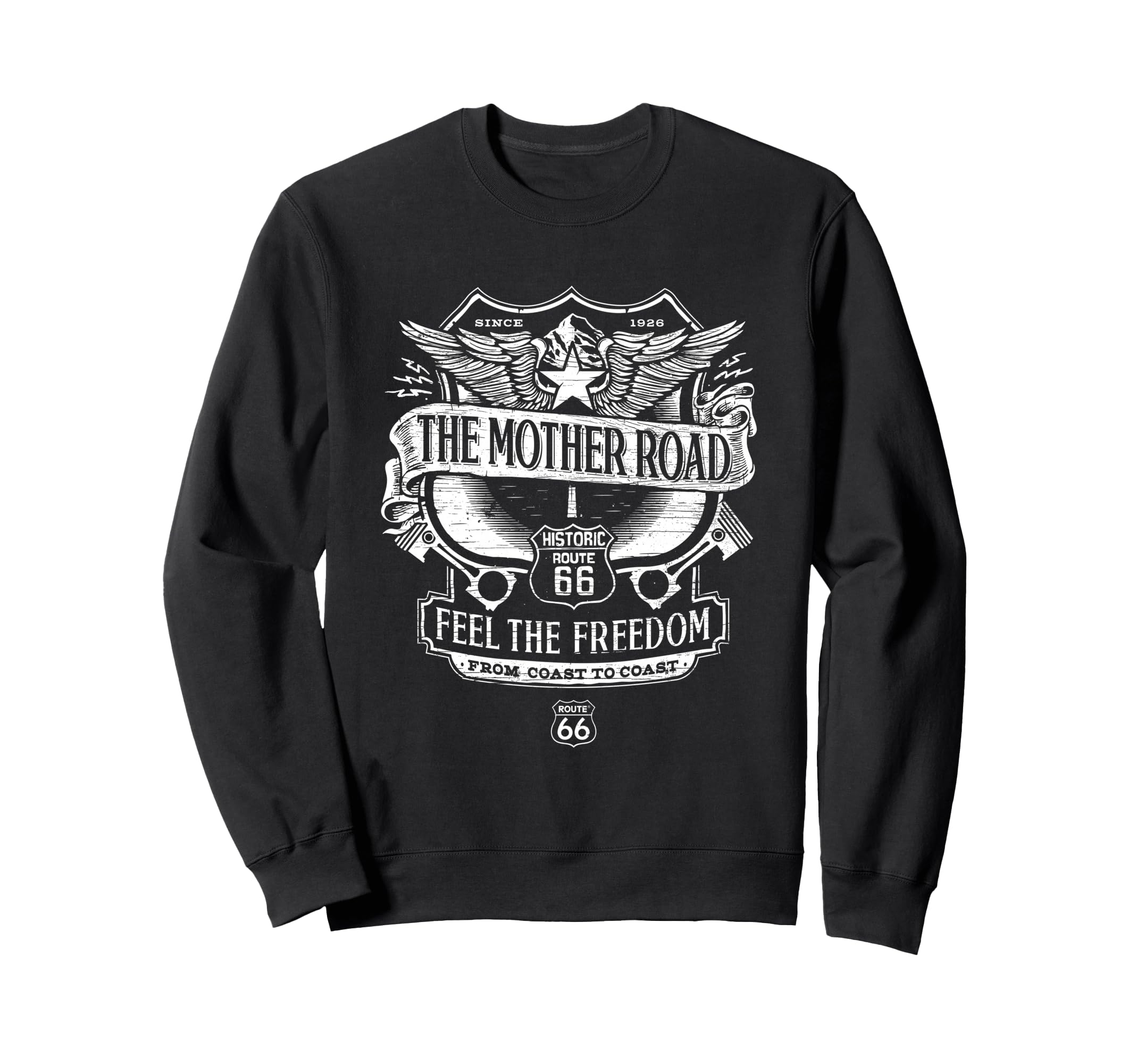 Route 66 Mother Road Crest Sweatshirt - Streetwear Style Unisex - T-Shirt, Sweatshirt, Hoodie