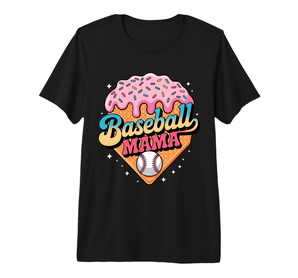 Ice Cream Baseball Mama Sports Mom Tri T-Shirt - Trendy Graphic for Adults - T-Shirt, Sweatshirt, Hoodie