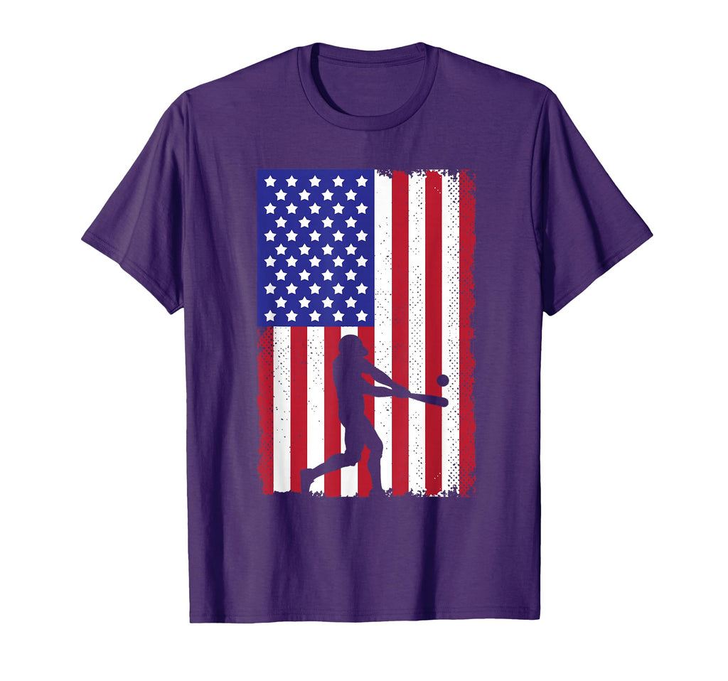 Baseball Usa Player Us American Flag T-Shirt - Fun Novelty Design Men Women - T-Shirt, Sweatshirt, Hoodie