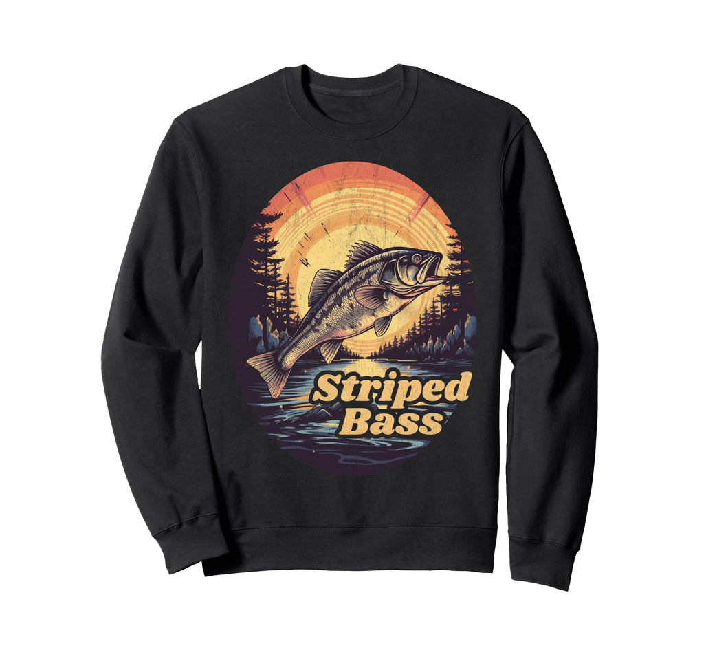 Striped Bass Sunset Striper Sweatshirt - Fun Novelty Design for Adults - T-Shirt, Sweatshirt, Hoodie