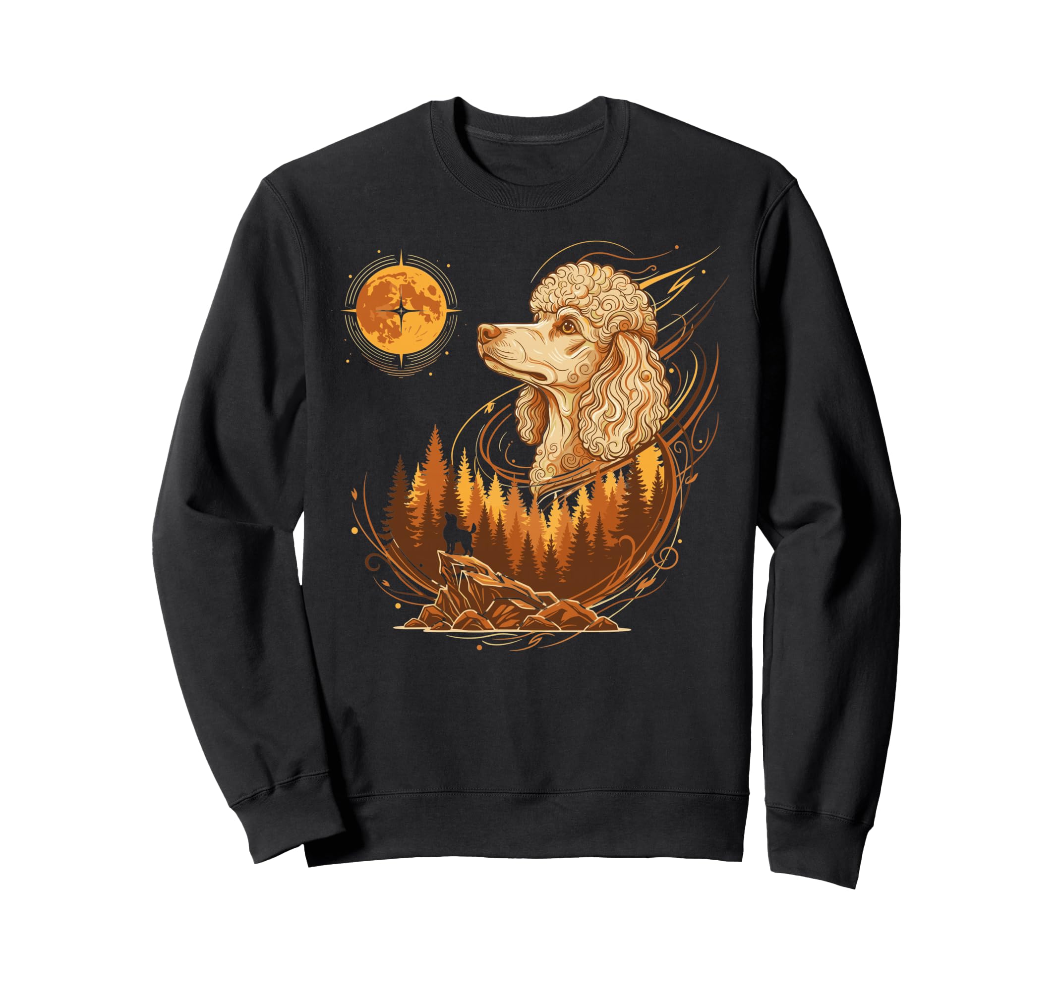 Moonlight Dog Standard Poodle Howling Sweatshirt - Unique Graphic Unisex - T-Shirt, Sweatshirt, Hoodie