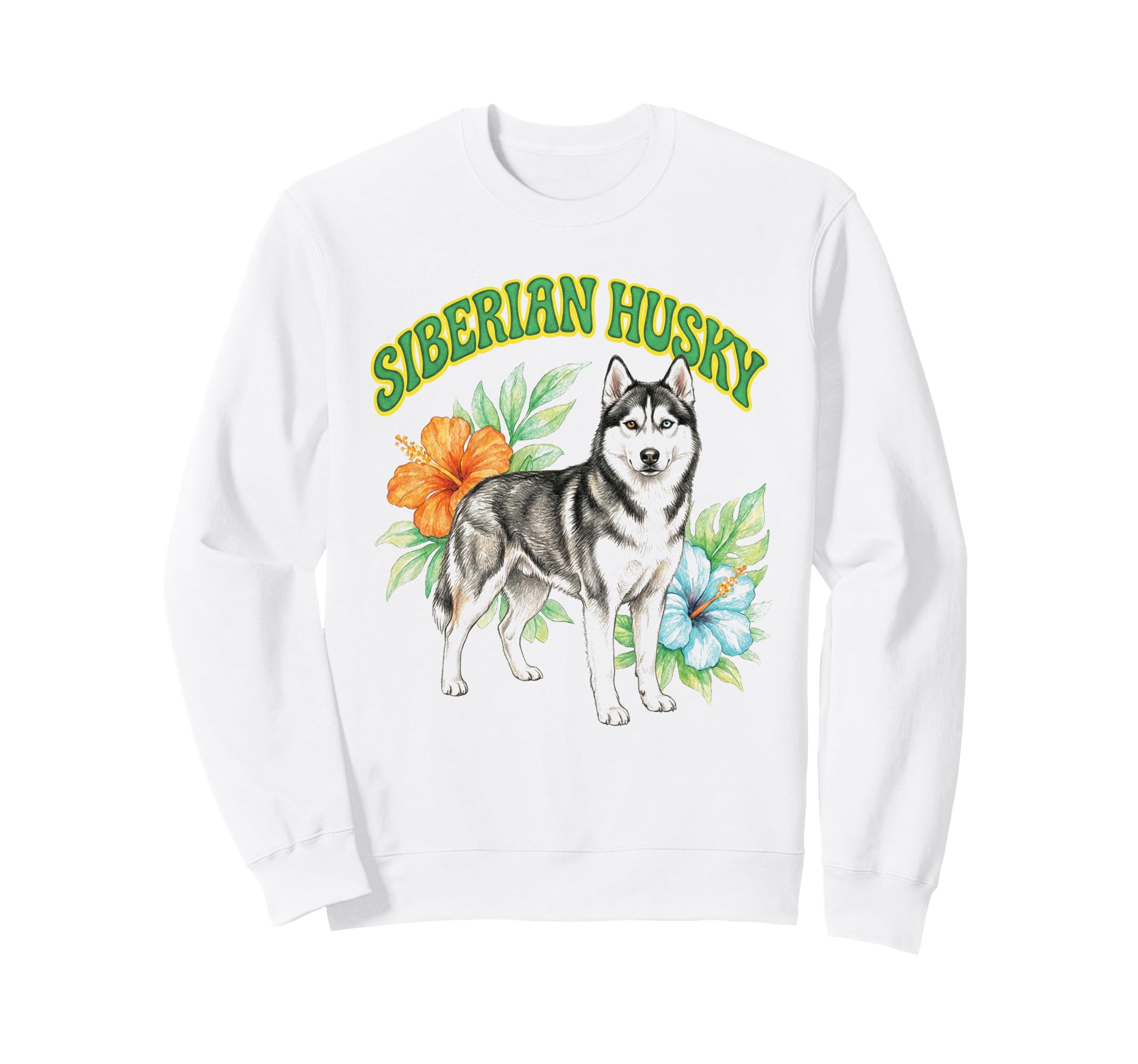 Husky Groovy Floral Watercolor Boho Sweatshirt - Fun Novelty Design Unisex - T-Shirt, Sweatshirt, Hoodie
