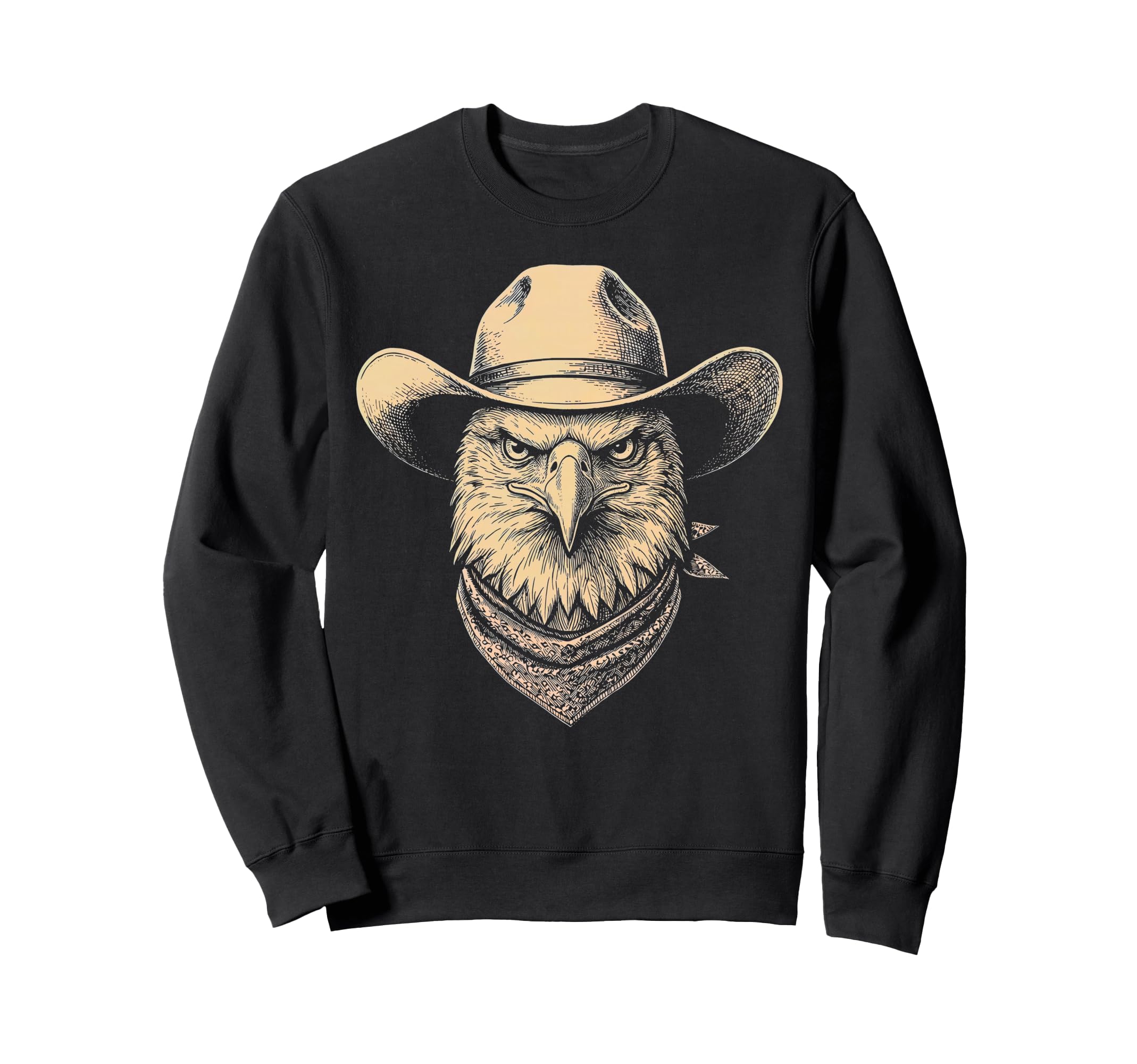 Eagle Cowboy Hat Bandana Western Sweatshirt - Graphic Print Men Women - T-Shirt, Sweatshirt, Hoodie