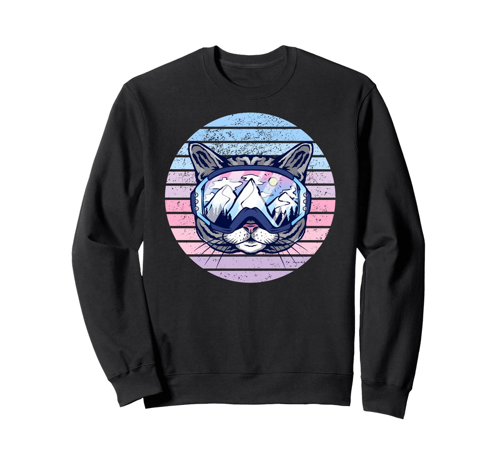 Cat Snow Ski Snowboarding Goggles Sweatshirt - Trendy Graphic Men Women - T-Shirt, Sweatshirt, Hoodie