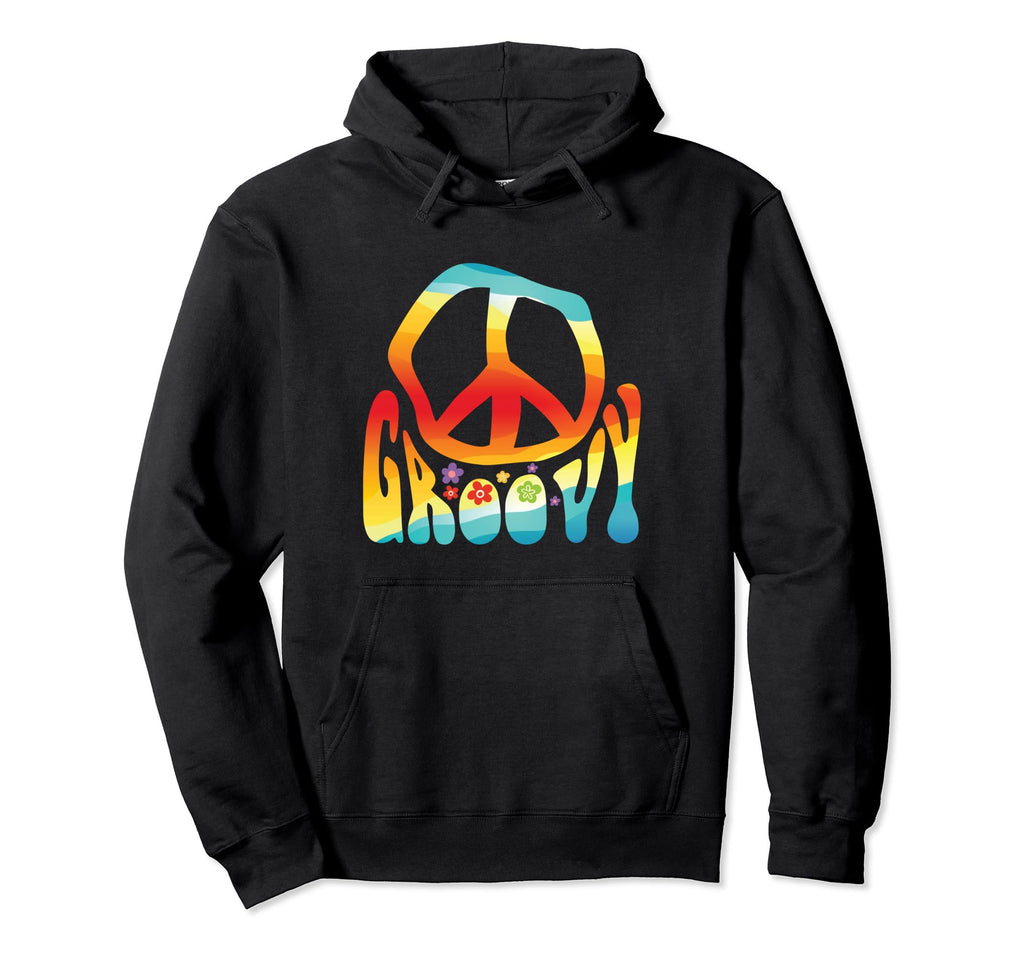 Groovy Hippie Flower Power Peace Rainbow Hoodie - Custom Art Print Unisex - T-Shirt, Sweatshirt, Hoodie