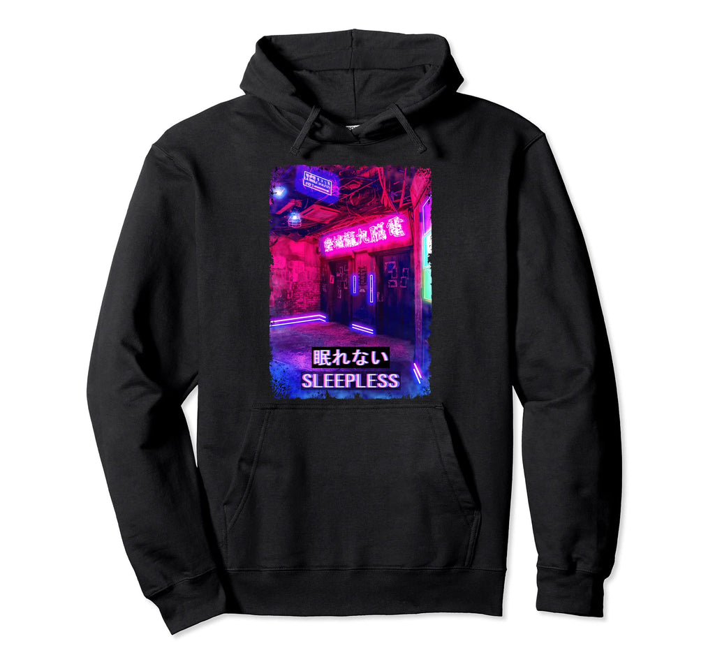 Sleepless Vaporwave Japan Street Tokyo Hoodie - Custom Art Print Unisex - T-Shirt, Sweatshirt, Hoodie