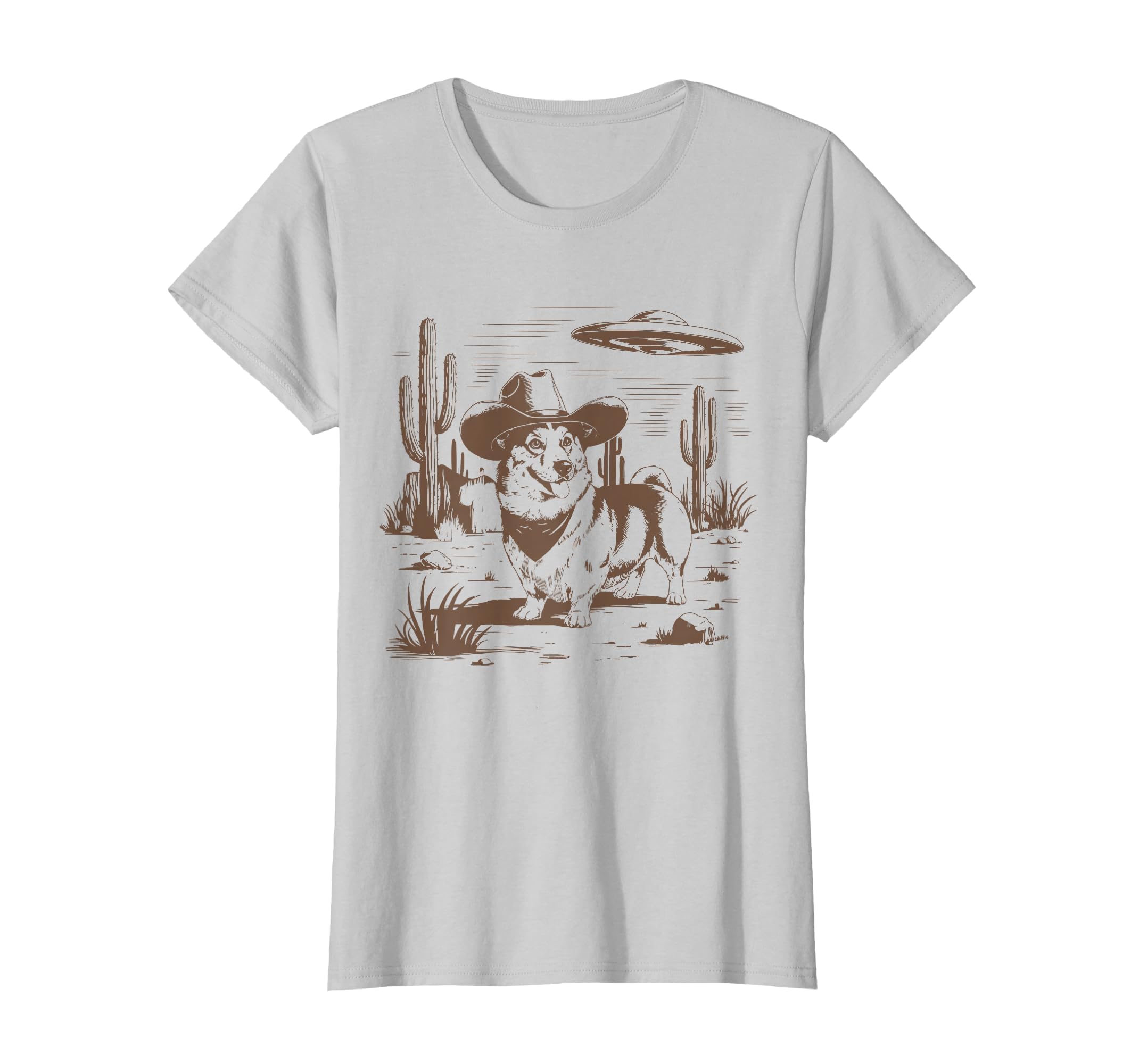 Ufo Corgi Western Alien 90S Wild West T-Shirt - Trendy Graphic Men Women - T-Shirt, Sweatshirt, Hoodie
