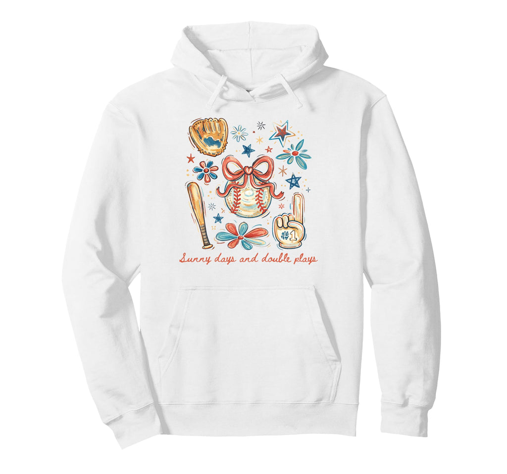 Sunny Days And Double Plays Trendy Hoodie - Trendy Graphic Men Women - T-Shirt, Sweatshirt, Hoodie
