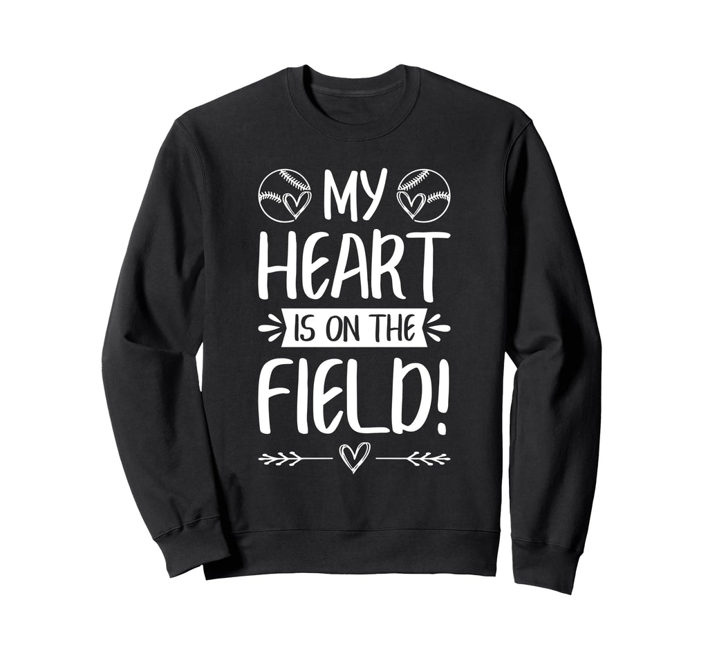 Baseball Softball Mom Dad My Heart Is Sweatshirt - Custom Art Print Unisex - T-Shirt, Sweatshirt, Hoodie