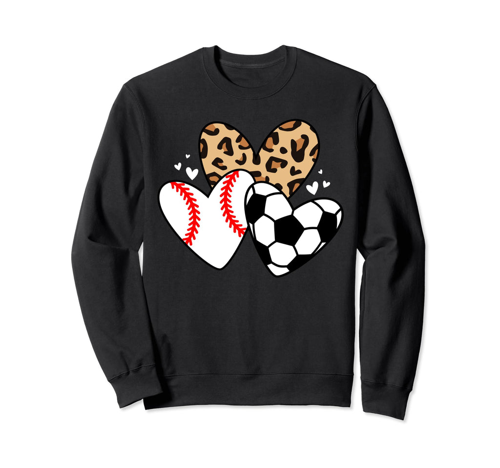 Soccer Baseball Heart Funny Sweatshirt - Fun Novelty Design Men Women - T-Shirt, Sweatshirt, Hoodie