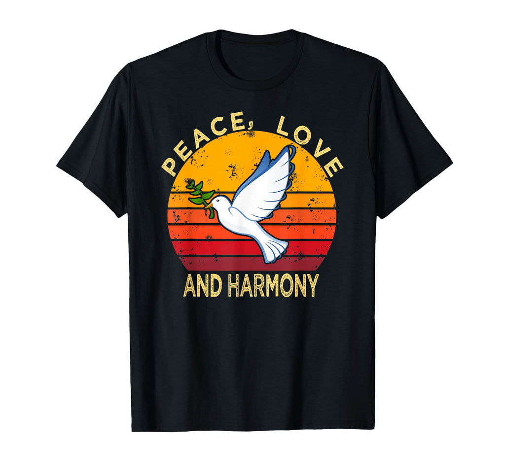 Peace Love Harmony Dove Peace Hippie T-Shirt - Custom Art Print Unisex - T-Shirt, Sweatshirt, Hoodie